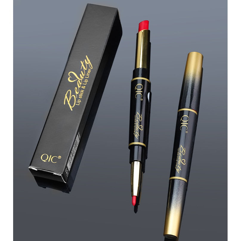 Precision Matte Lip Duo: Long-Lasting Waterproof Lipstick & Liner High Shine